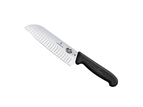 Couteau Santoku Victorinox lame alvéolée 17cm manche fibrox noir